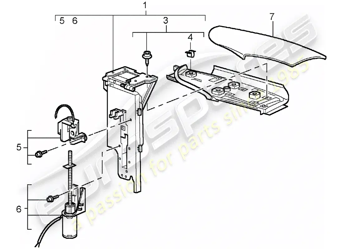 porsche 2005 (996 turbo / gt2) flap - folding top parts diagram