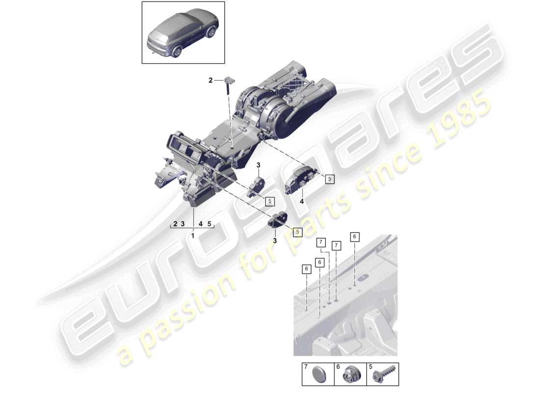 porsche 2023 (cayenne e3 9ya/9yb) air cond. system/ heating rear 4-zone climatronic, boost part diagram