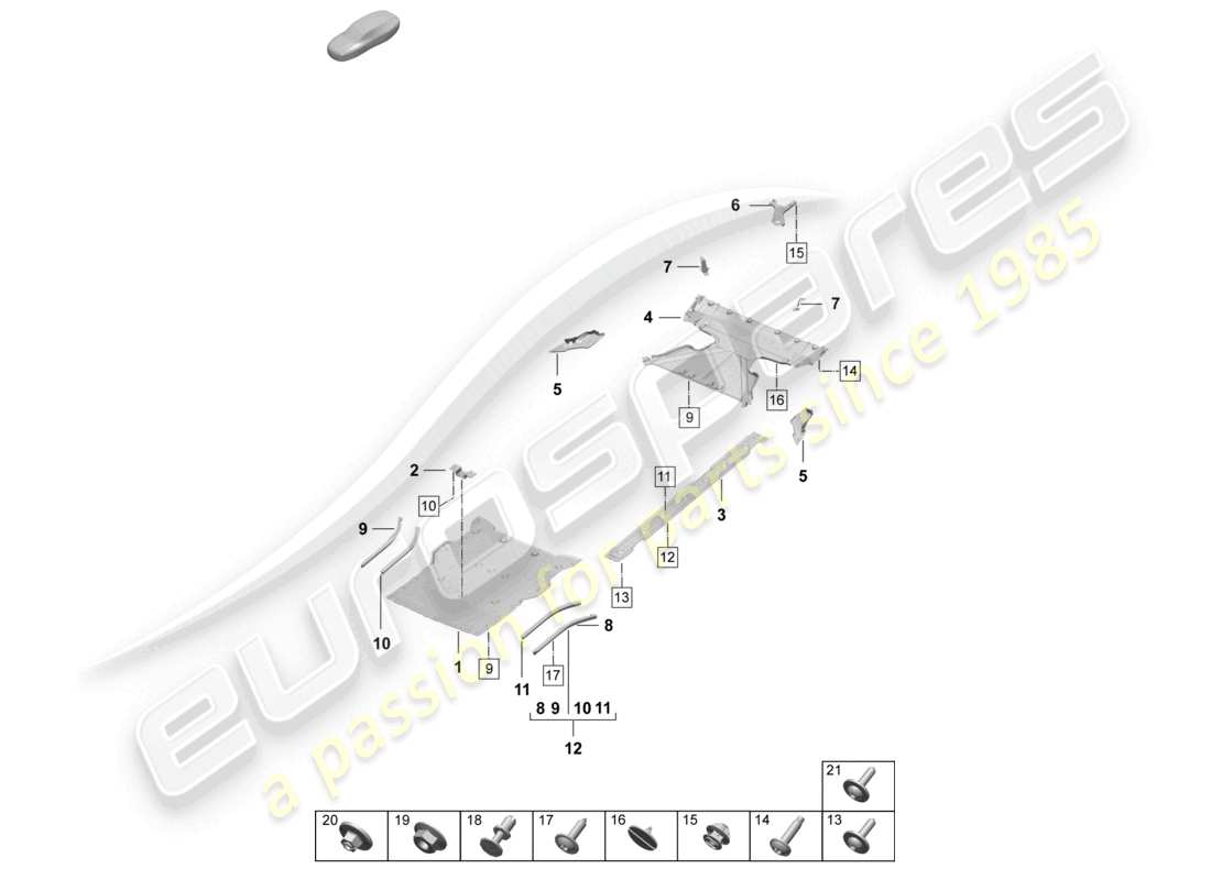porsche 2025 (taycan 9j1-2) underbody trim air guide accessories part diagram