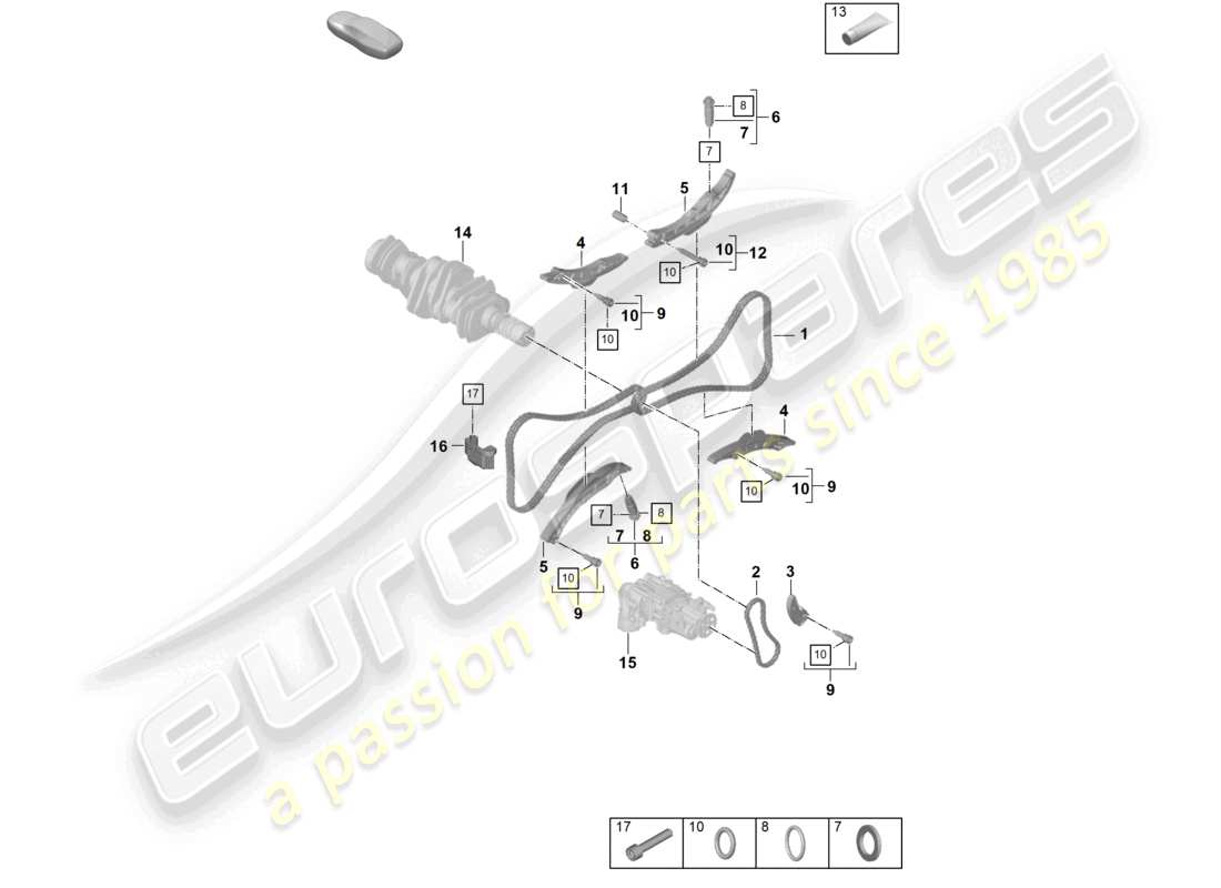 porsche 2025 (992-2 gt3/rs/st) chain tensioner timing chain part diagram