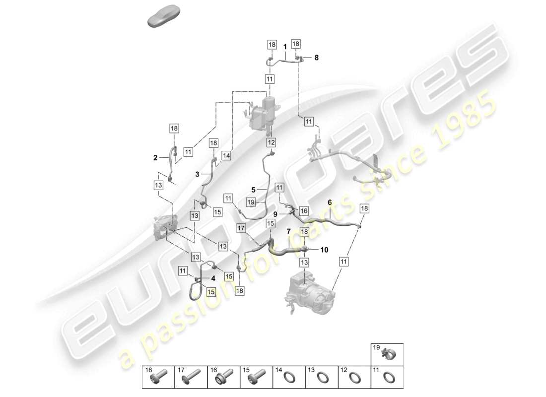 porsche 2026 (taycan 9j1-2) air conditioning refrigerant line part diagram
