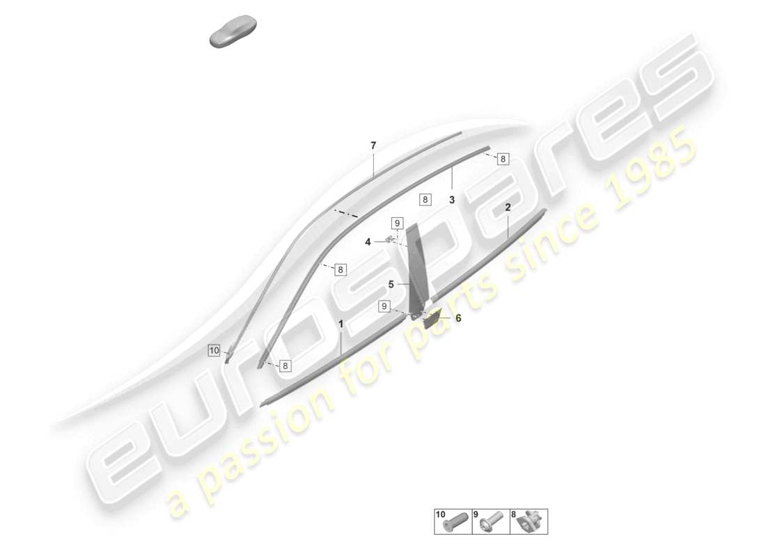porsche 2025 (taycan 9j1-2) molding for door front and rear accessories part diagram