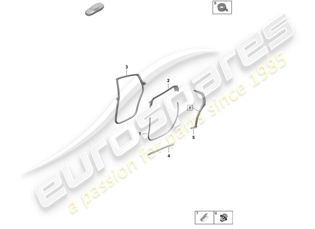 porsche 2025 (taycan 9j1-2) door seal rear accessories part diagram