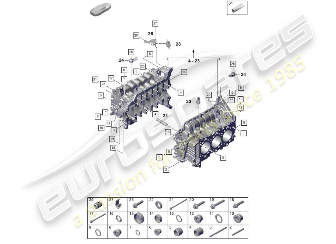 porsche 2021 (992-1 gt3/rs/st) crankcase housing part diagram