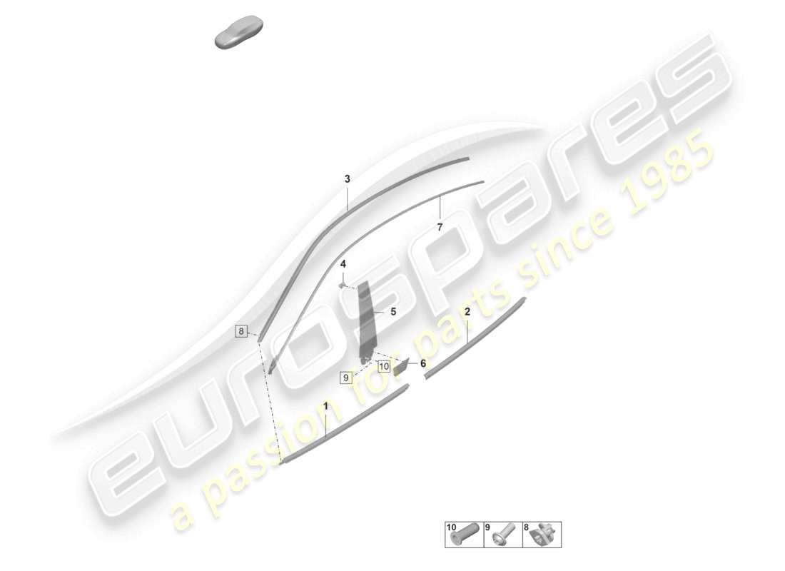 porsche 2022 (taycan 9j1-1) molding for door front and rear part diagram