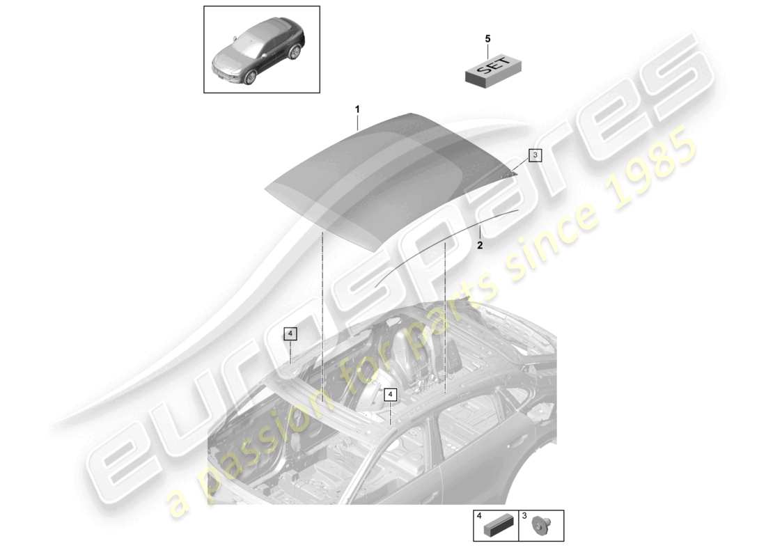 porsche 2023 (cayenne e3 9ya/9yb) glass roof part diagram