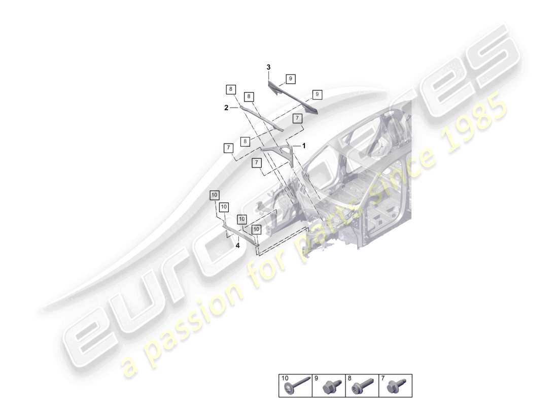 porsche 2023 (cayenne e3 9ya/9yb) dome strut part diagram
