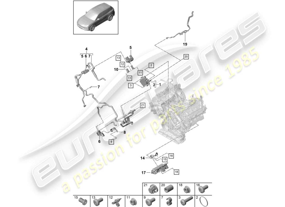 porsche 2023 (cayenne e3 9ya/9yb) vacuum system vacuum pump part diagram