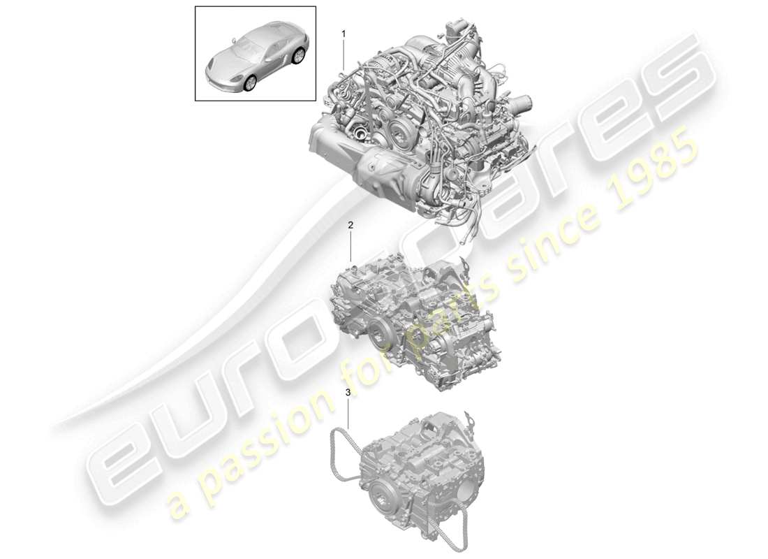 porsche 2025 (718 cayman) replacement engine but without: clutch plate - pdk - gearbox but without: flywheel manual gearbox included compressor air conditioning part diagram