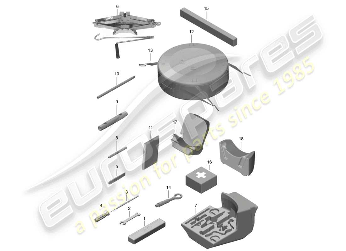 porsche 2025 (718 cayman) tool jack part diagram