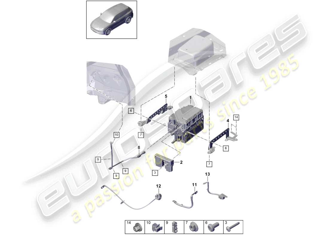 porsche 2023 (cayenne e3 9ya/9yb) power and control electronics- for electric drive part diagram