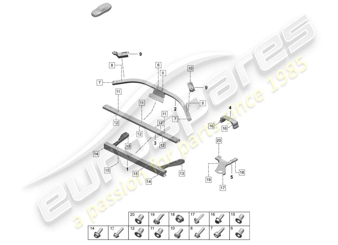 porsche 2026 (taycan 9j1-2) dome strut front and rear reinforcement accessories part diagram