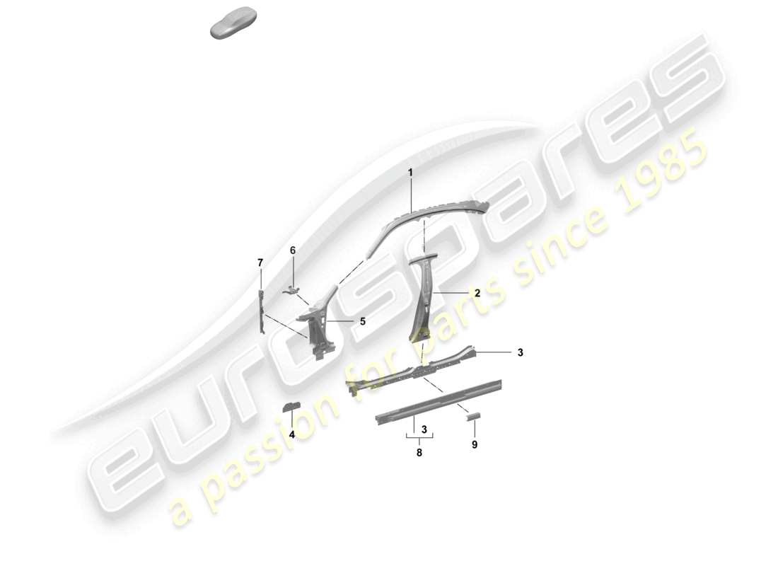 porsche 2026 (taycan 9j1-2) side panel, inner front, outer part diagram