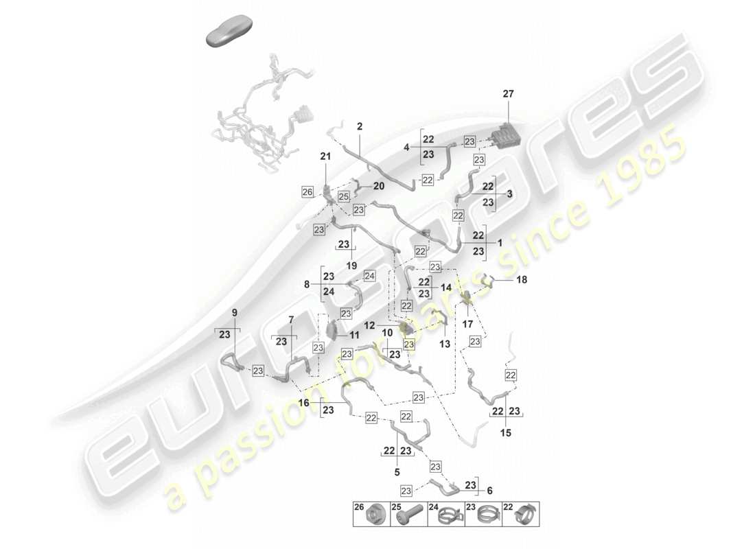 porsche 2022 (panamera 971-2) heating, air cond. system front for vehicles with hybrid drive for vehicles with auxiliary heater part diagram