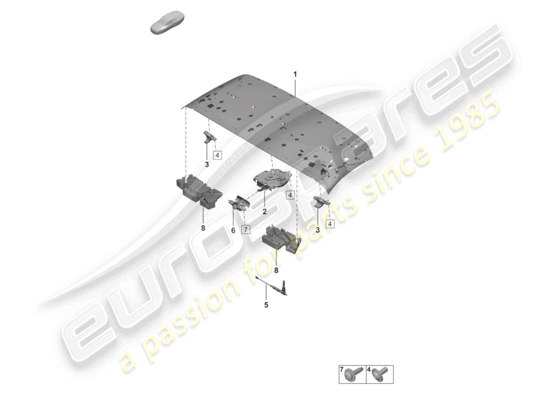 porsche 2024 (992-2) top frame front roof frame catch part diagram