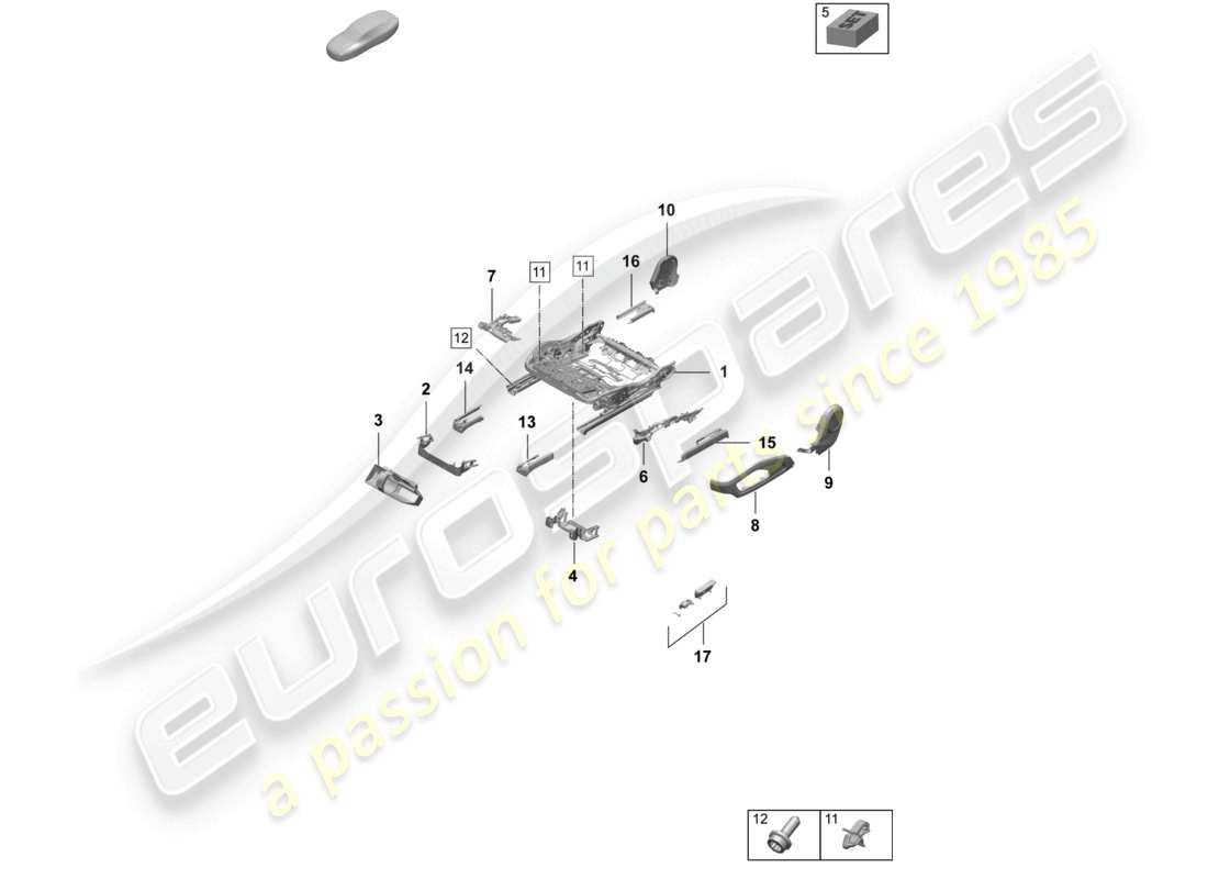 porsche 2026 (taycan 9j1-2) seat frame accessories sundry standard seat part diagram