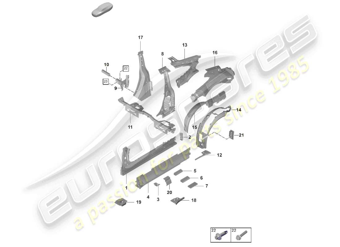 porsche 2022 (992-1 gt3/rs/st) sill inner side part gt3rs part diagram