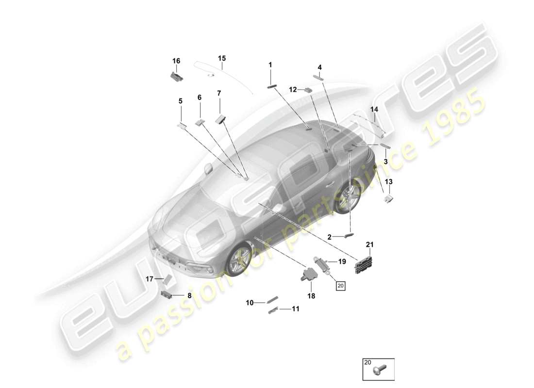 porsche 2021 (panamera 971-1) aerial amplifier aerial connection line data connection line part diagram