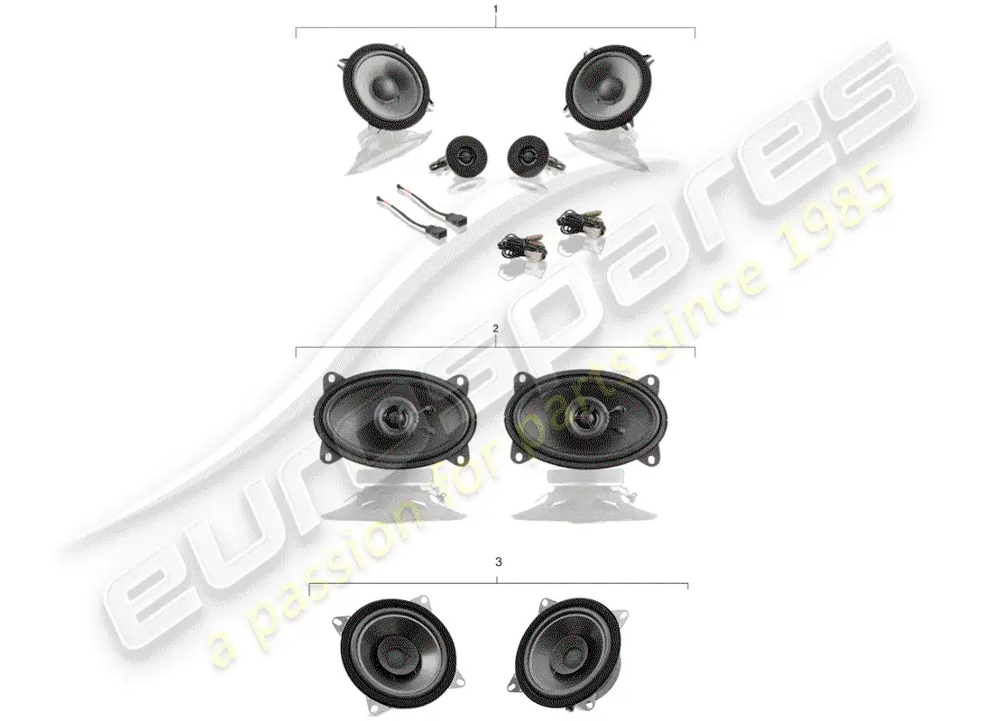 porsche 1990 (964) porsche classic - loudspeaker kit - sound system parts diagram