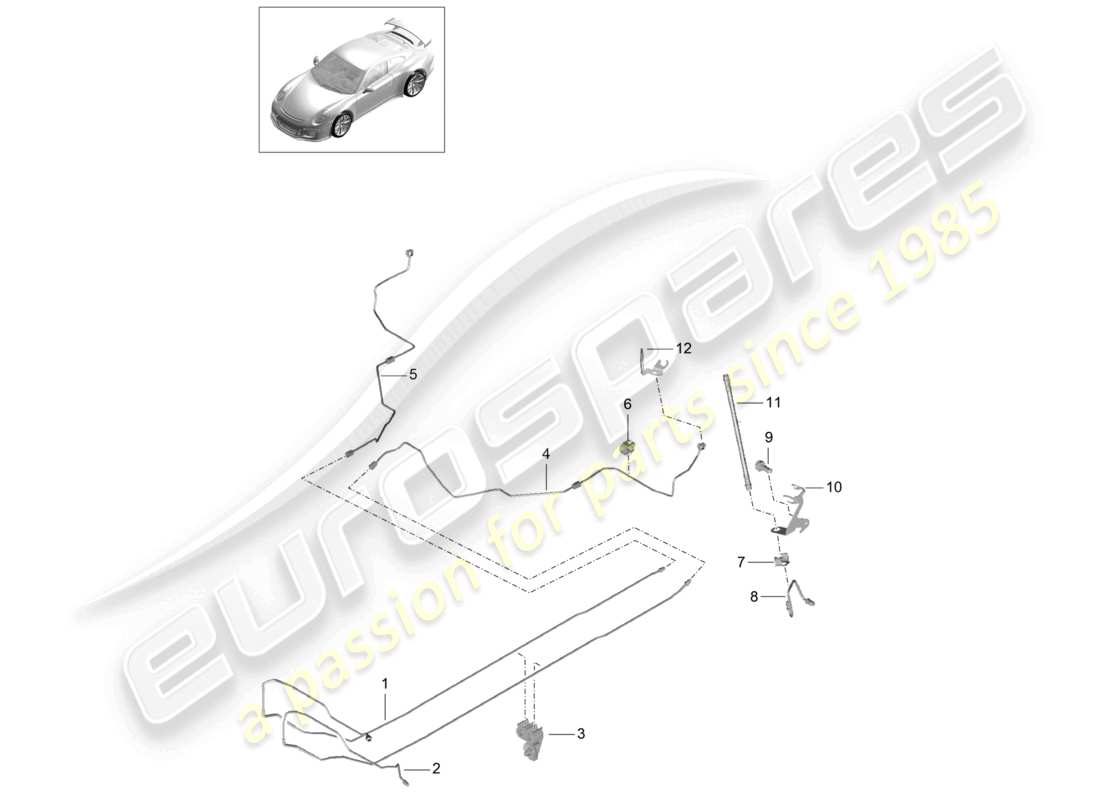 porsche 2021 (991-2 r/gt3/rs) brake line center underbody rear d - mj 2018>> part diagram