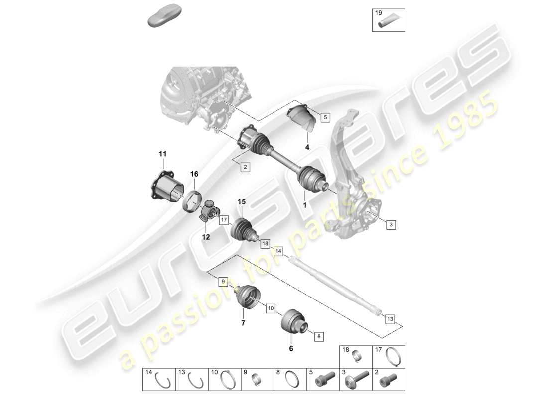 porsche 2026 (cayenne e3 pa) drive shaft front axle part diagram