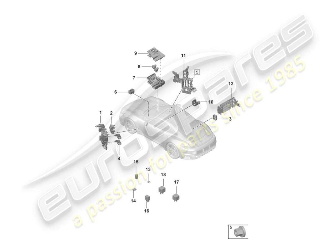 porsche 2022 (992-1 turbo / s) central electrics dashboard part diagram