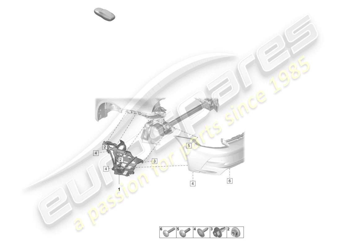 porsche 2021 (992-1 gt3/rs/st) bumper rear fasteners part diagram
