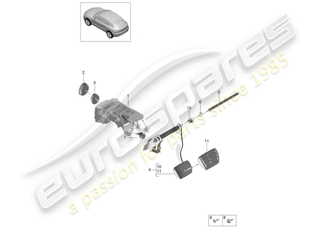 porsche 2025 (macan) brake pedal part diagram