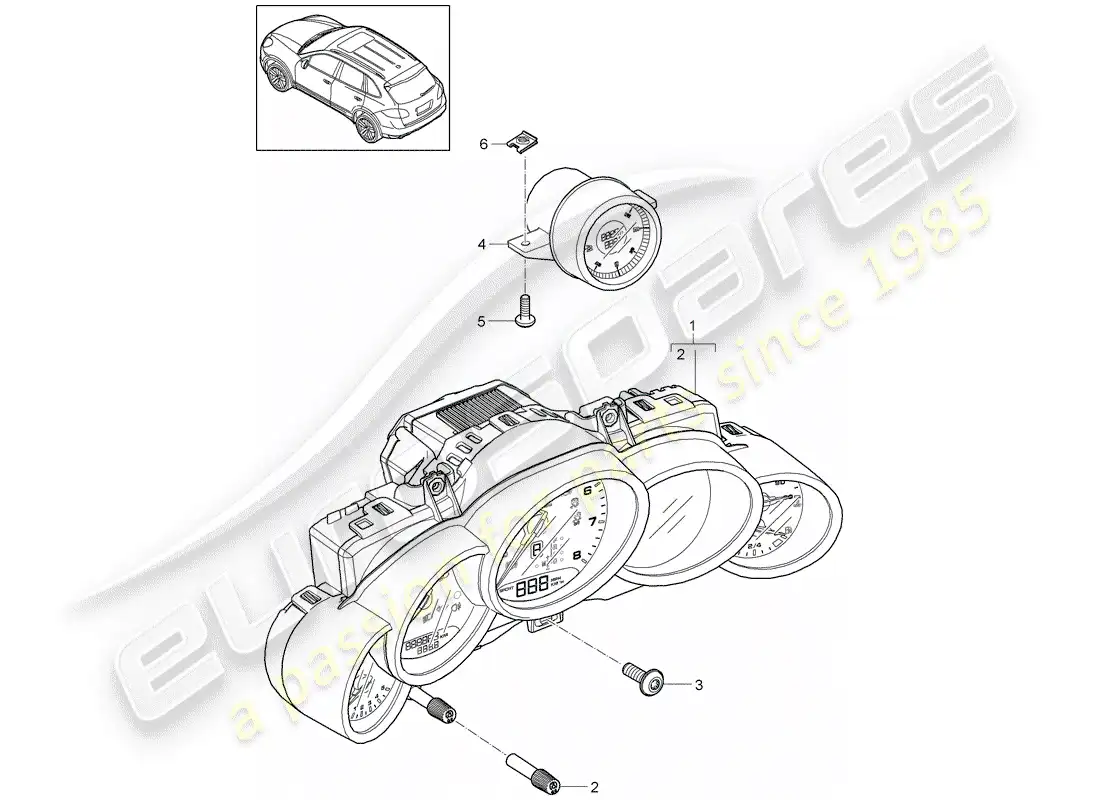 porsche 2013 (cayenne e2 92a) instrument cluster parts diagram