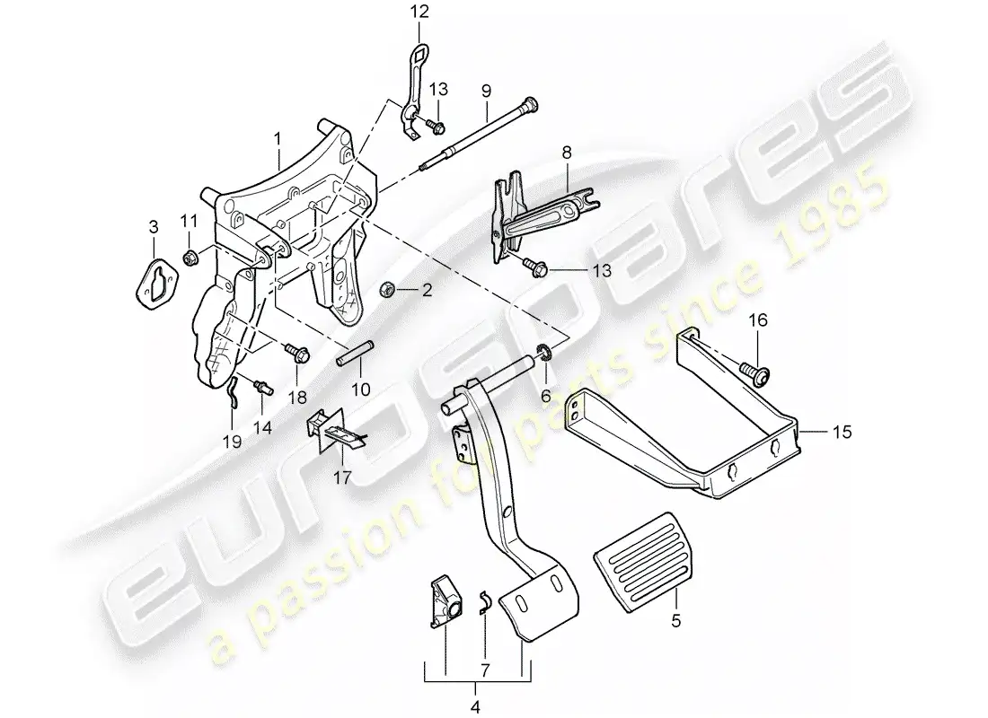 porsche 2010 (cayenne e1 9pa) pedals parts diagram