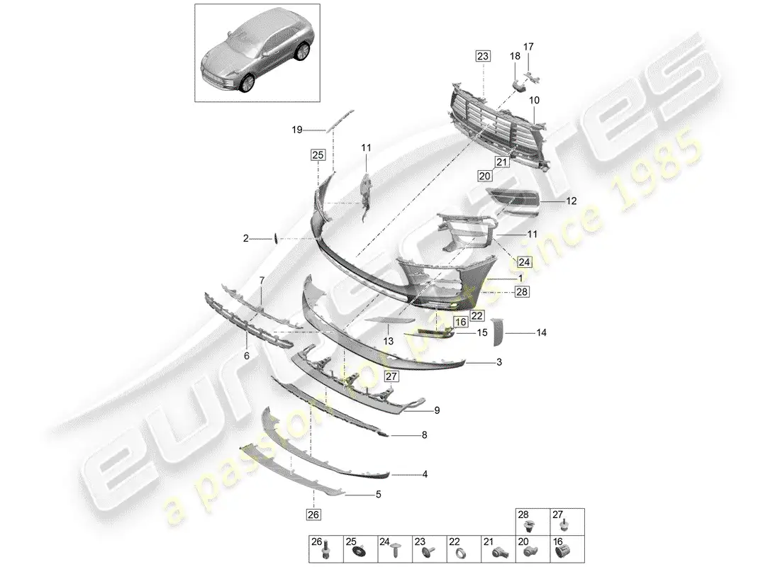 porsche 2020 (macan) bumper part diagram