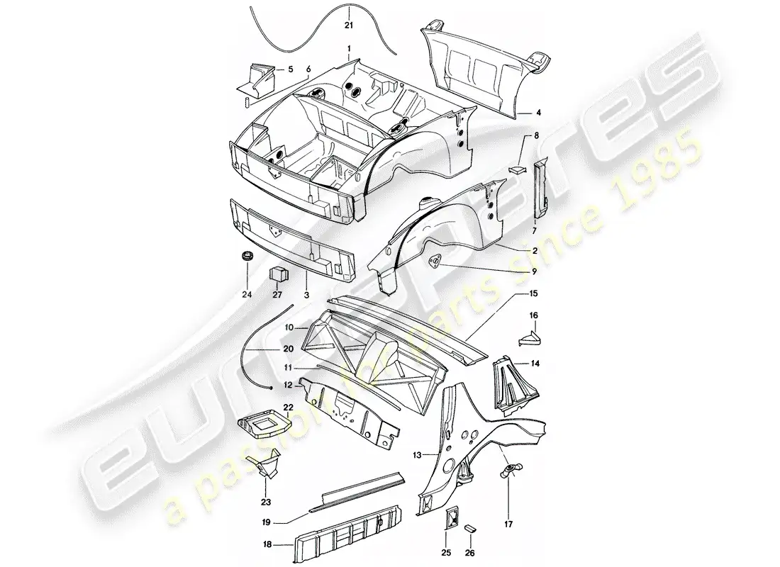 porsche 1972 (914) inner panel parts diagram