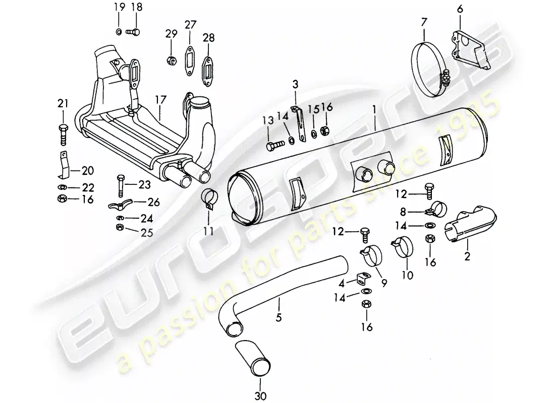 porsche 1967 (911/912) exhaust system - for - (d) + (s) parts diagram