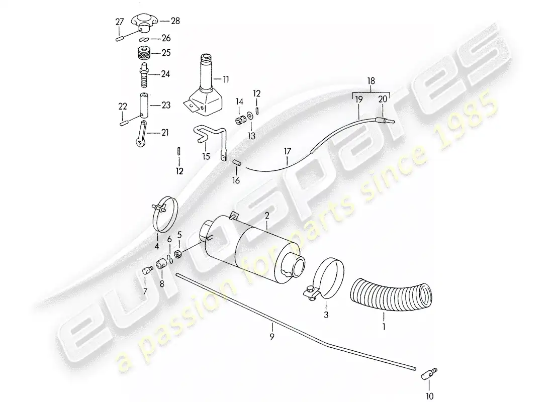 porsche 1955 (356/356a) heating air supply parts diagram