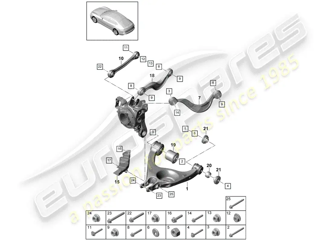 porsche 2020 (panamera 971-1) track control arm parts diagram