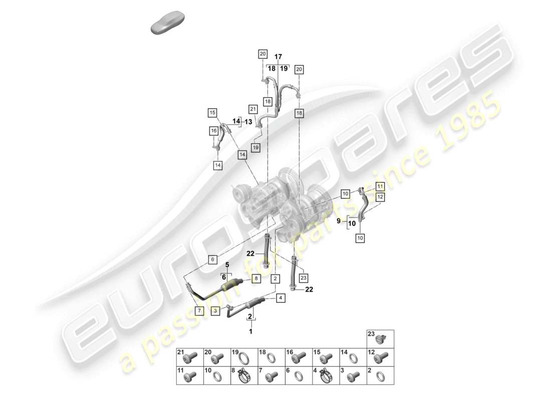porsche 2023 (panamera 971-2) coolant cooling system for turbocharger oil pressure line for exhaust gas turbocharger part diagram