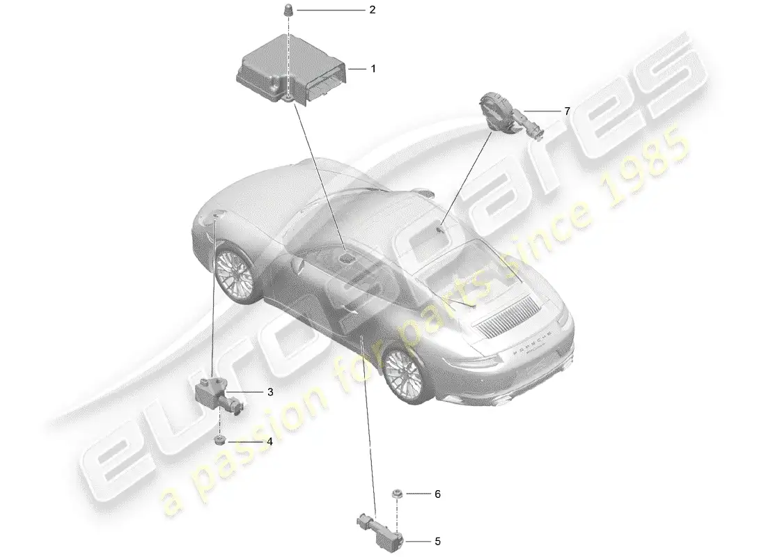 porsche 2018 (991-2) electronic control module parts diagram