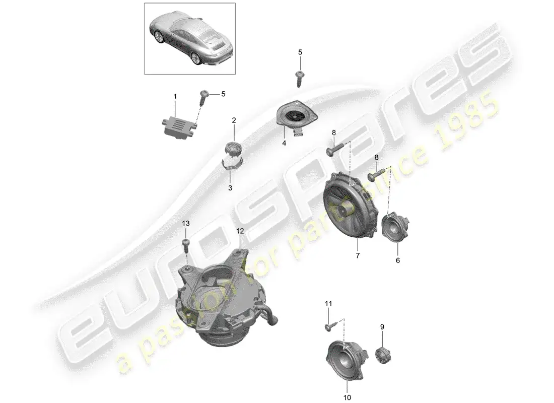 porsche 2017 (991-2) loudspeaker parts diagram