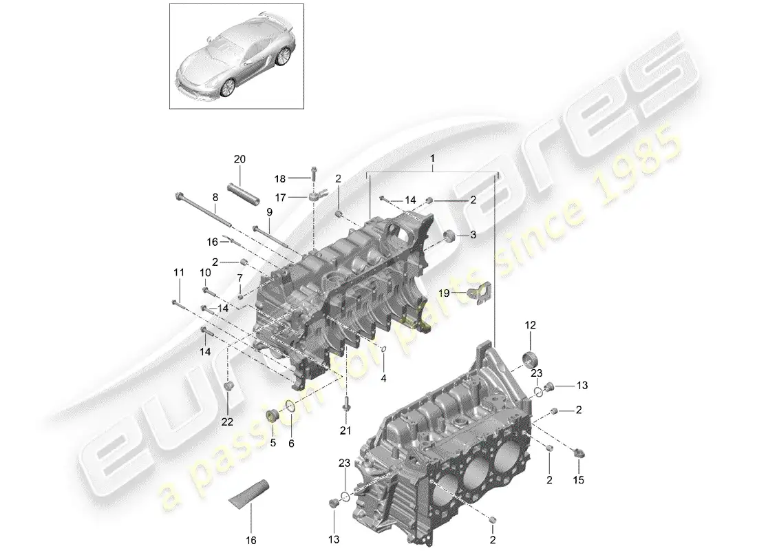 porsche 2016 (981 cayman gt4) crankcase part diagram