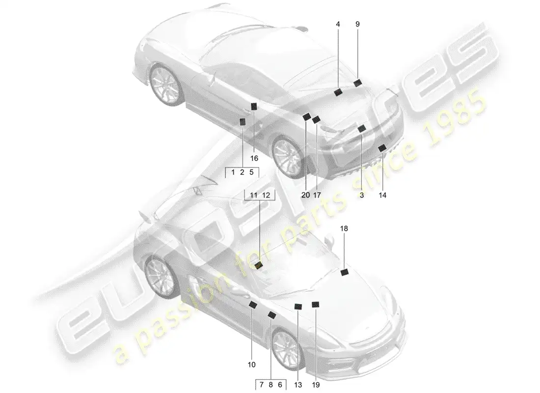 porsche 2016 (981 cayman gt4) signs/notices part diagram