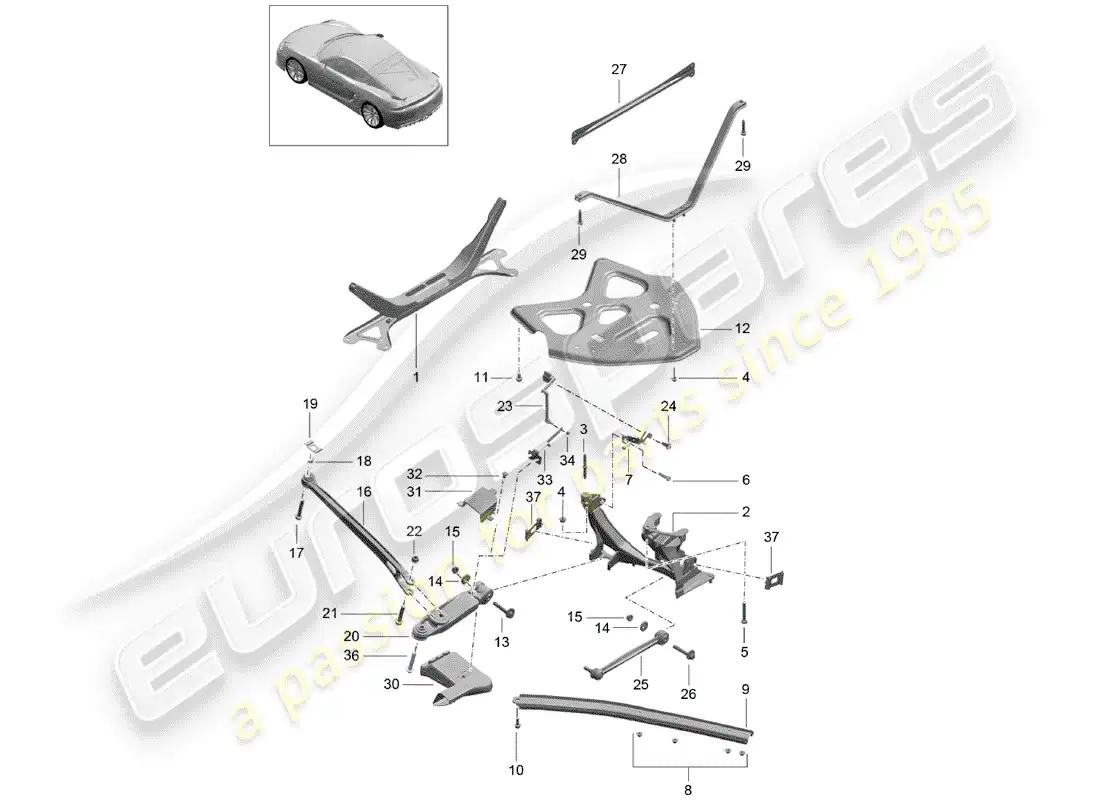 porsche 2016 (981 cayman gt4) rear axle part diagram