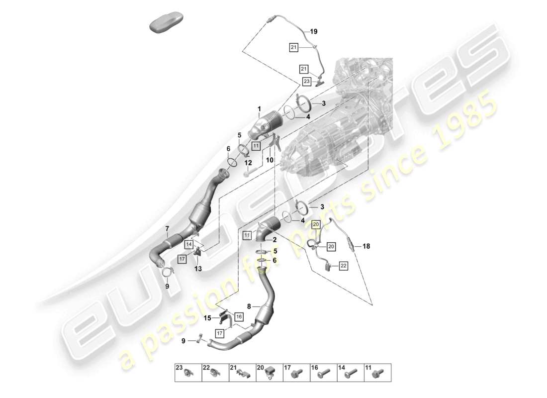 porsche 2024 (panamera 971-2) exhaust system catalytic converter lambda probe part diagram
