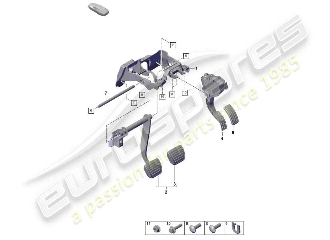 porsche 2024 (cayenne e3 9ya/9yb) brake and accel. lever mech. rhd part diagram