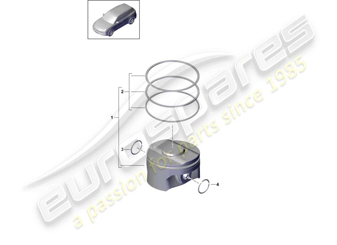 porsche 2024 (cayenne e3 9ya/9yb) piston complete piston ring caution: no mixed installation of different manufacturers permitted. when replacing individual parts, only use the manufact. that is currently installed. a change in manufacturer is possible when replacing all fitted parts. part diagram