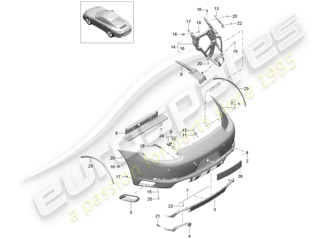 porsche 2019 (991-2) bumper parts diagram