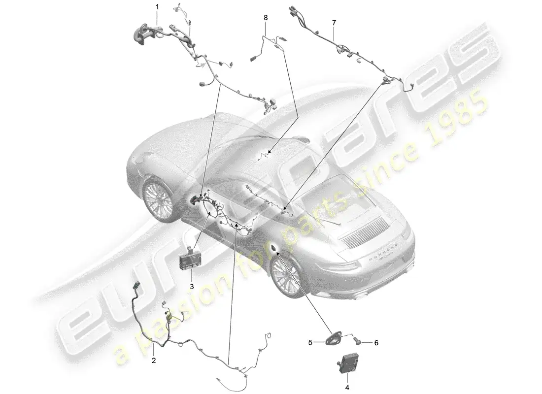 porsche 2019 (991-2) wiring harnesses parts diagram