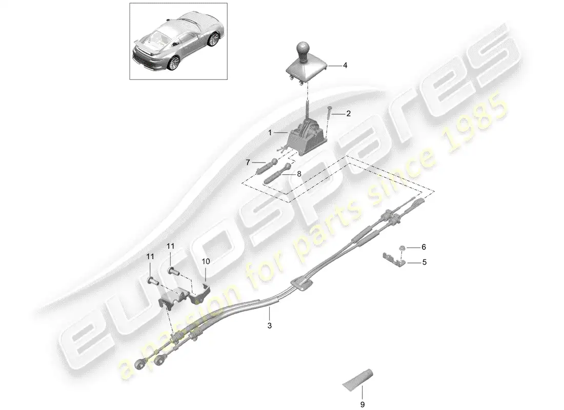 porsche 2015 (991-1 r/gt3/rs) shift mechanism parts diagram