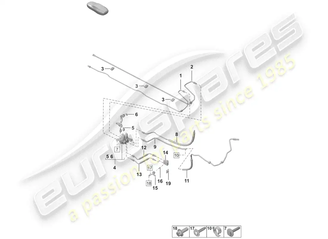 porsche 2019 (992-1) hydraulic line parts diagram