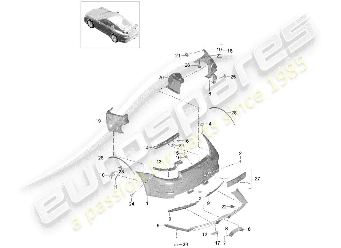 porsche 2016 (991-1 r/gt3/rs) bumper parts diagram