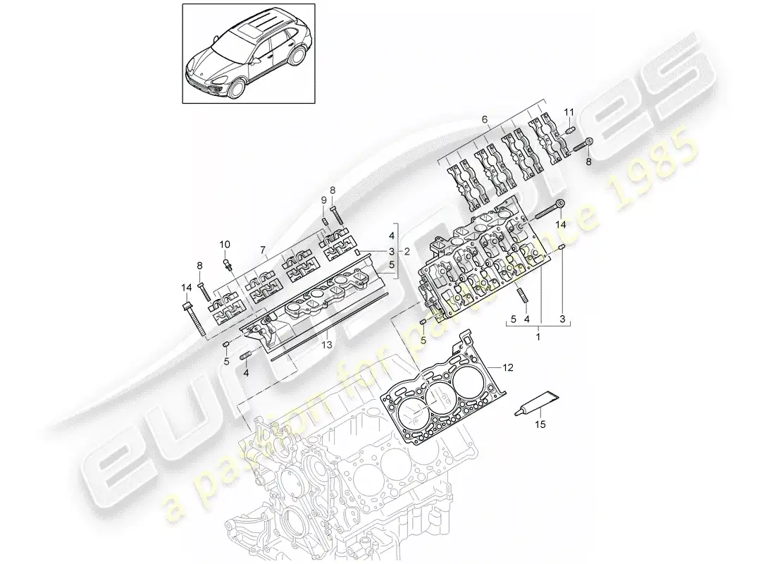 porsche 2013 (cayenne e2 92a) cylinder head parts diagram